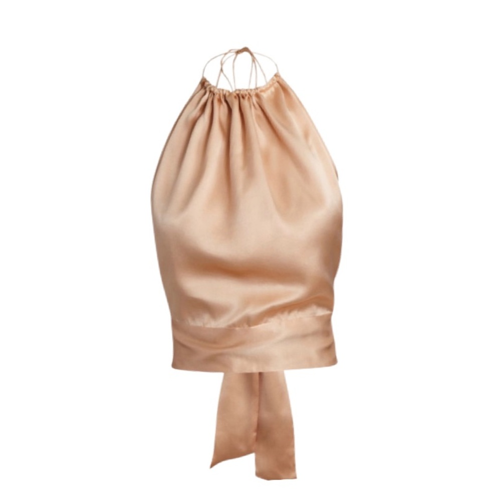 ☀️ HARMUR Classic Silk Halter Top Beige XS ☀️